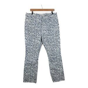 Vineyard Vines Leopard Print Kick Flare Corduroy Jamie Pants size 32 Blue/White